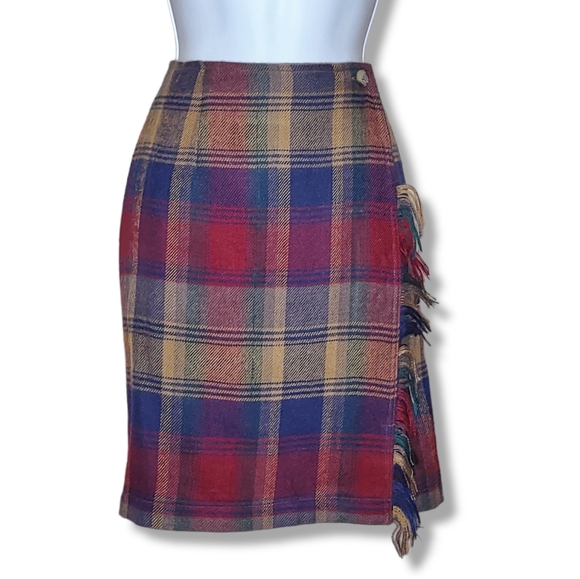 AJ Brandon Vintage Plaid Wrap Skirt - Picture 1 of 5